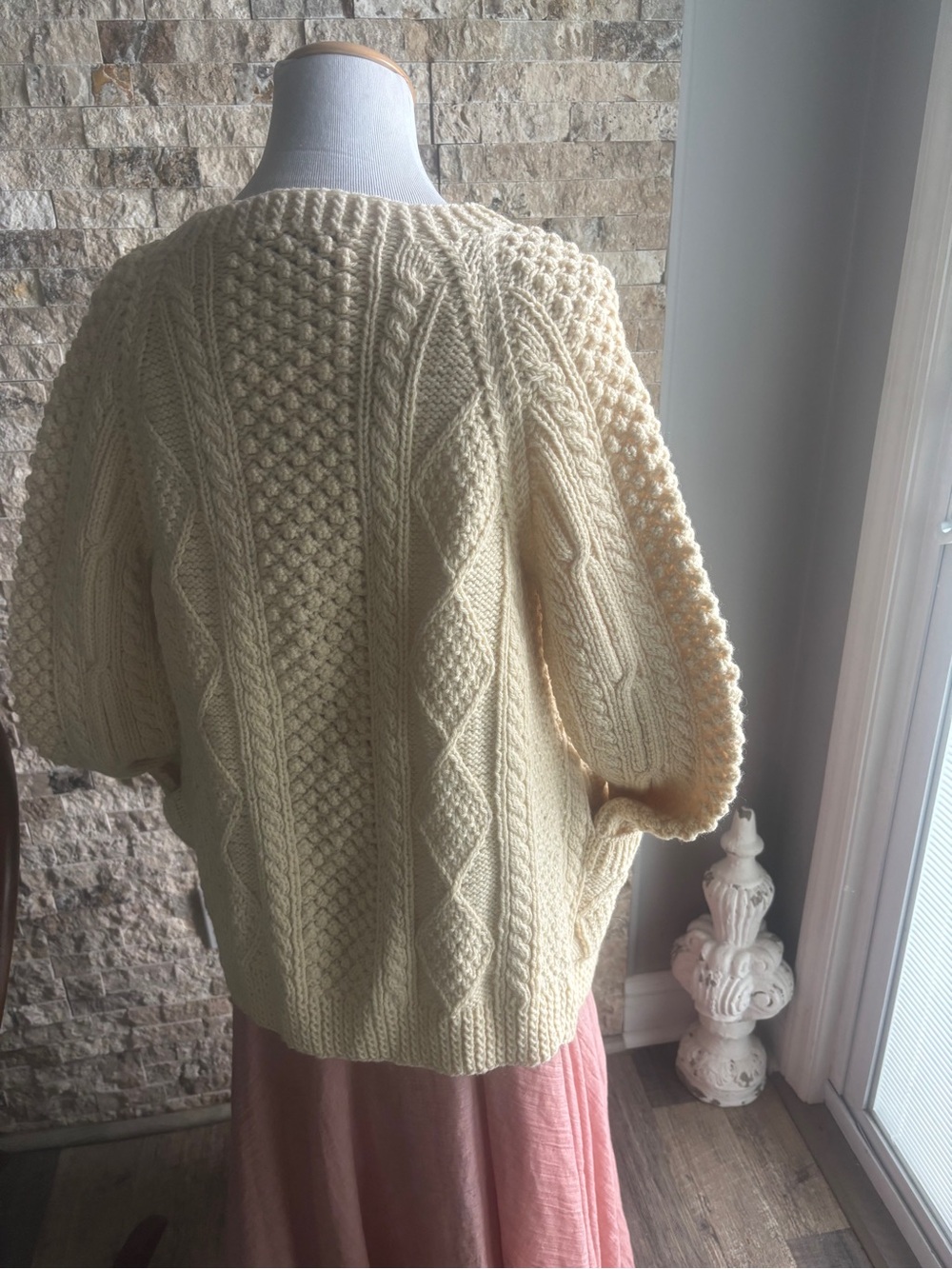 Cream Cable-Knit Button Cardigan Sweater - Women's - Picture 6 of 6